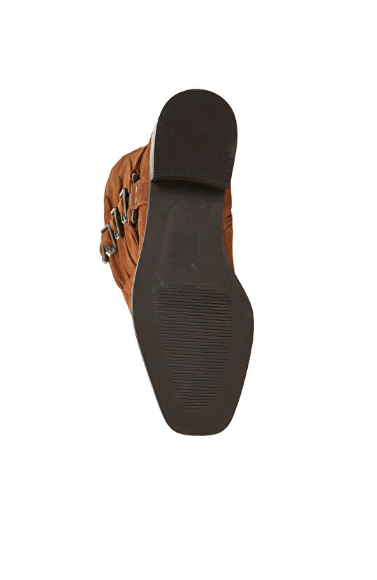 Taba Kadın Süet Deri Kovboy Western Çizme