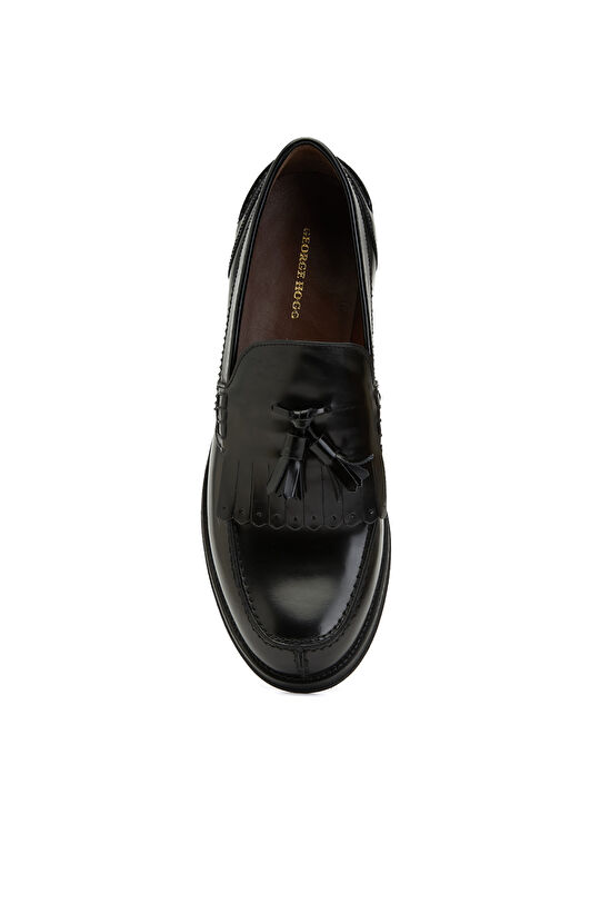 Siyah Püskül Detaylı Erkek Deri Loafer