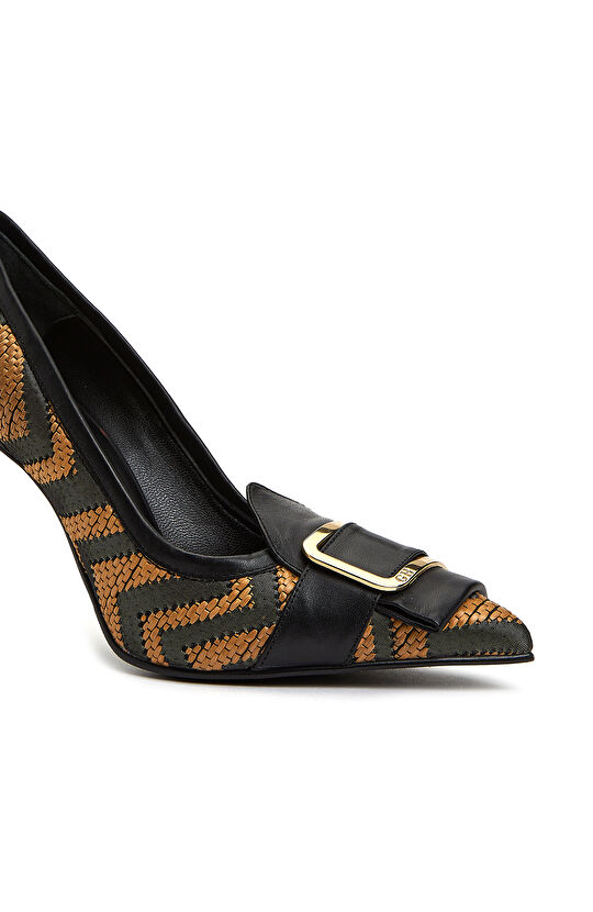 Siyah Bej Kadın Stiletto