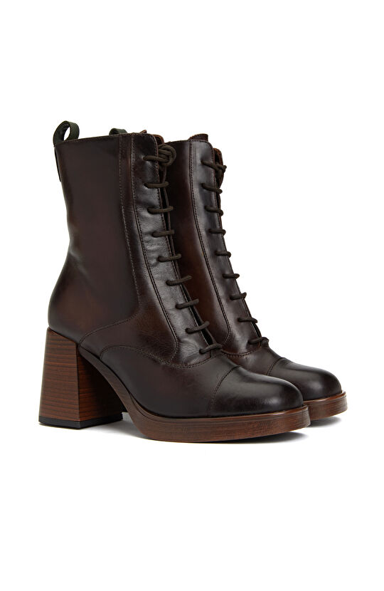 Kahverengi Kadın Deri Bot