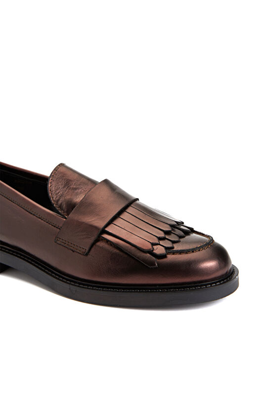 Bordo Kadın Deri Loafer