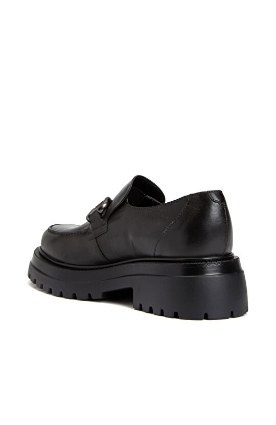 Siyah Kadın Deri Loafer