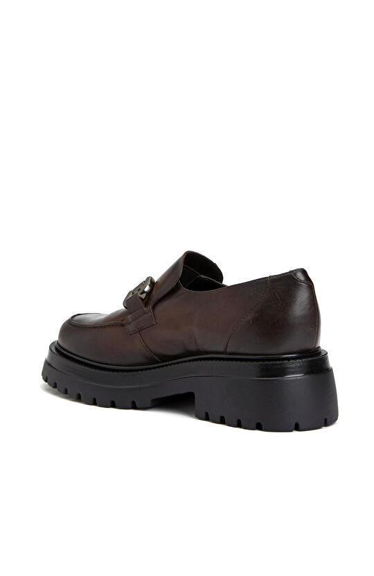 Kahverengi Kadın Deri Loafer