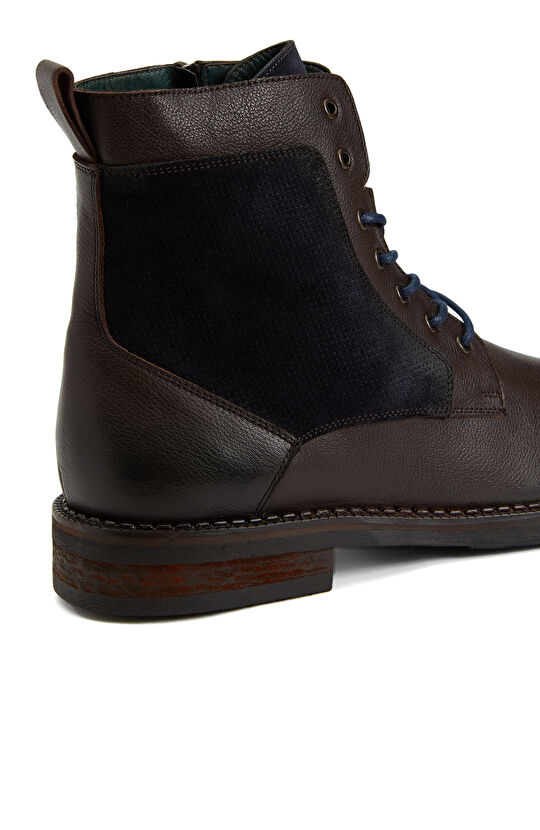 Kahverengi Bağcıklı Erkek Deri Bot