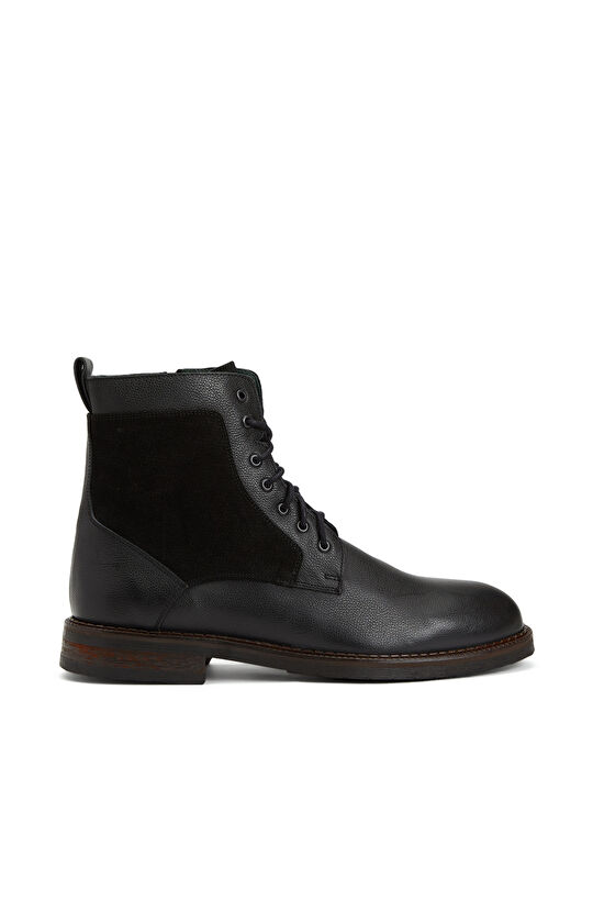 Siyah Bağcıklı Erkek Deri Bot