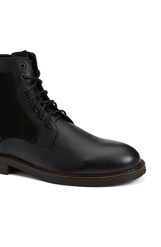 Siyah Bağcıklı Erkek Deri Bot