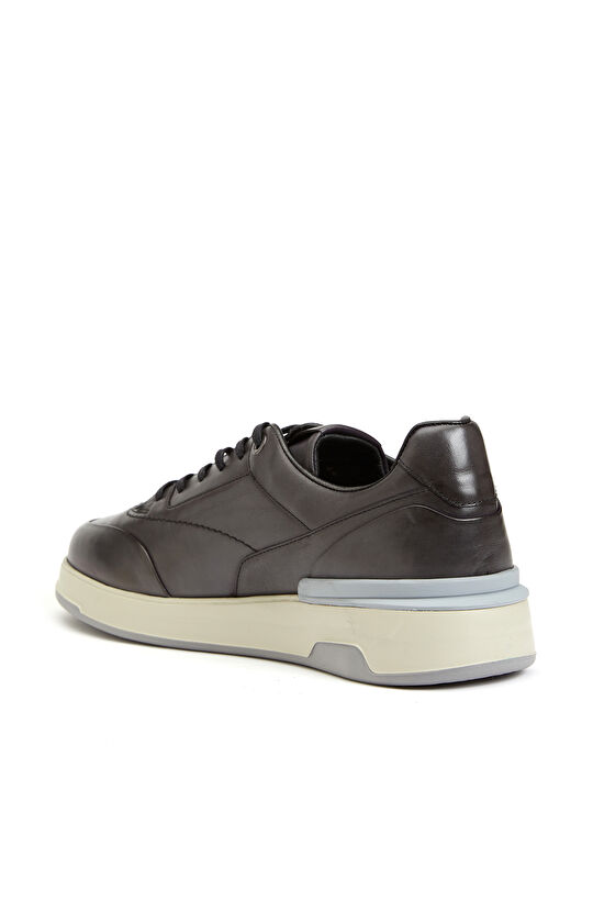 Antrasit Yuvarlak Burun Erkek Deri Casual Sneaker