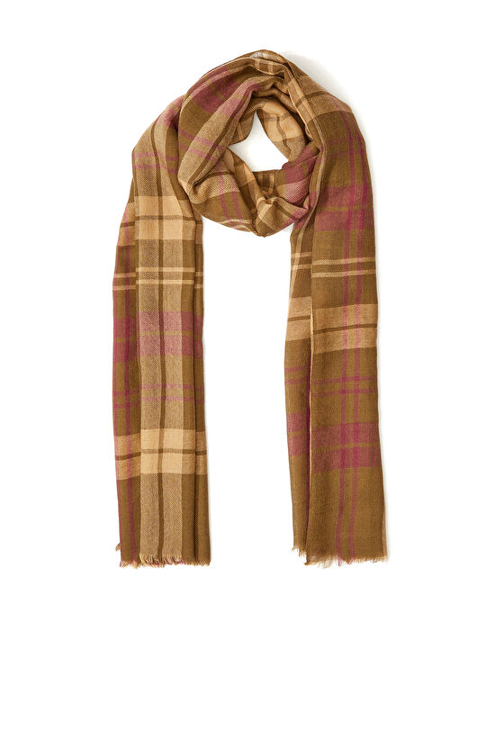 Renkli Ekoseli Kadın Yün Şal