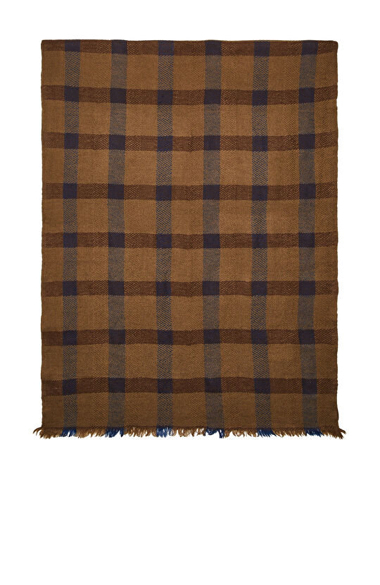 Kahverengi Ekose Desenli Erkek Yün Şal