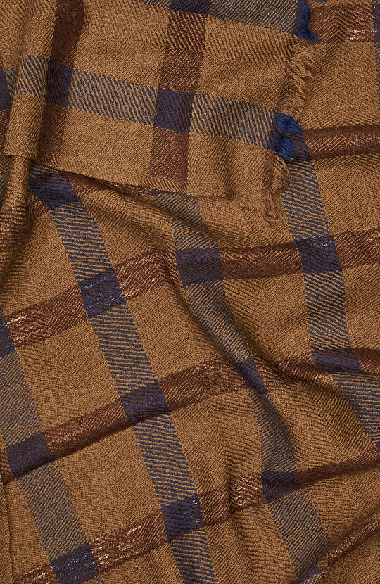 Kahverengi Ekose Desenli Erkek Yün Şal