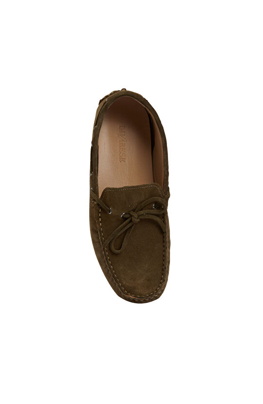 Haki Esnek Erkek Süet Loafer