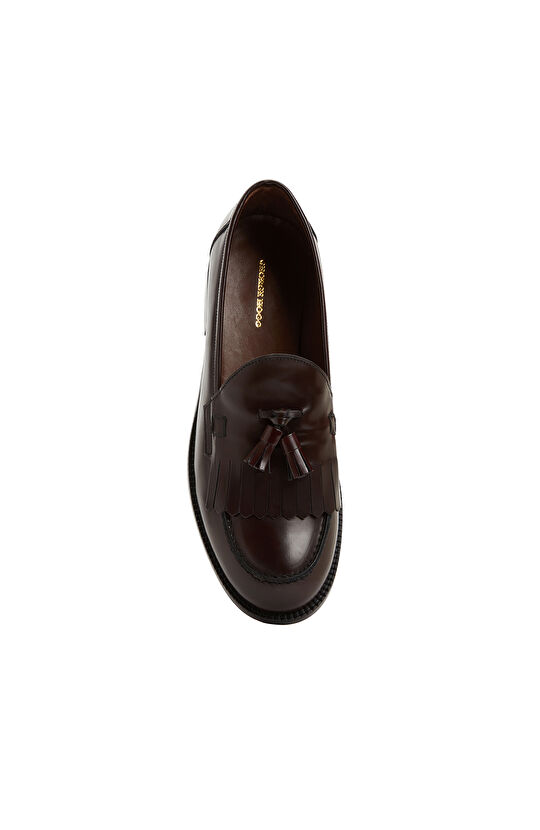 Bordo Kadın Deri Loafer