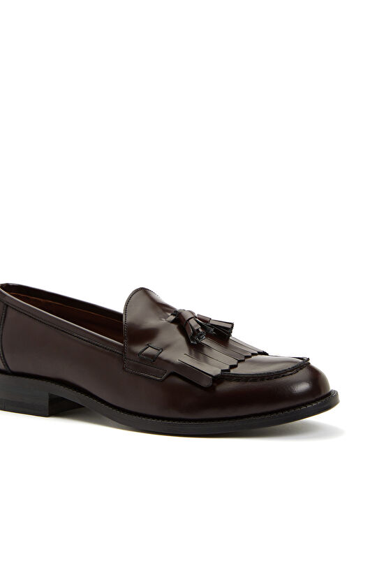 Bordo Kadın Deri Loafer