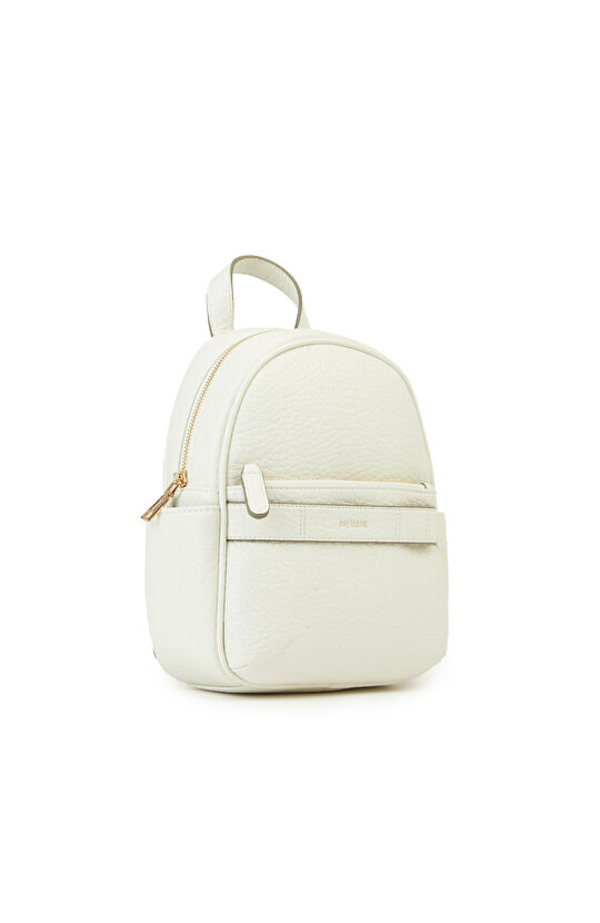 Bej Kadın Deri Mini Sırt Çantası