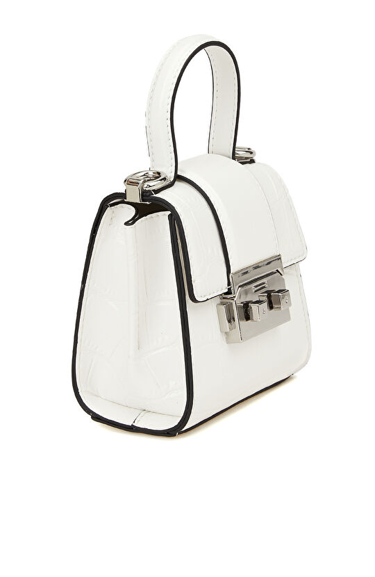 Beyaz Kroko Kadın Postacı Çanta