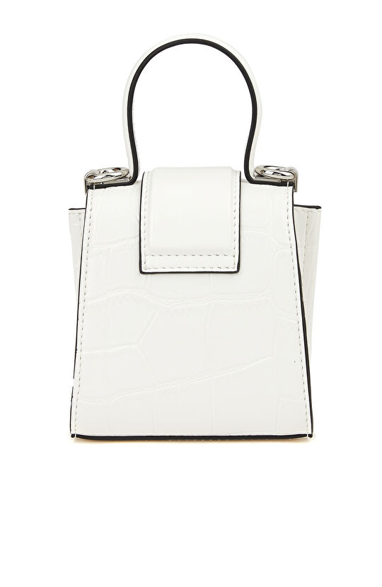 Beyaz Kroko Kadın Postacı Çanta