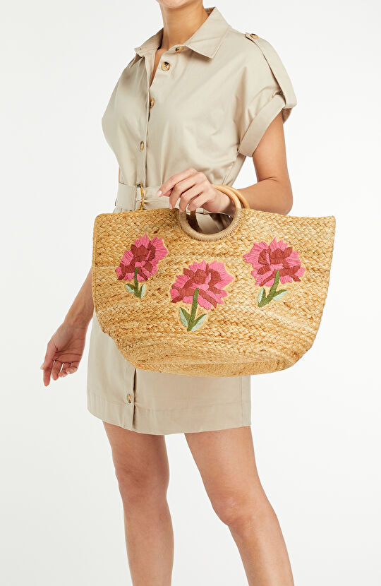 Naturel Kadın Kağıt Hasır Çanta