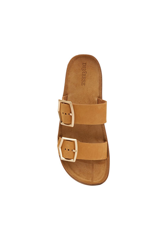 Taba Hafif Platform Kadın Deri Terlik