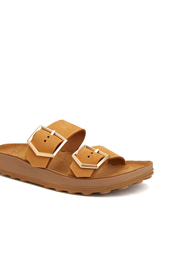 Taba Hafif Platform Kadın Deri Terlik