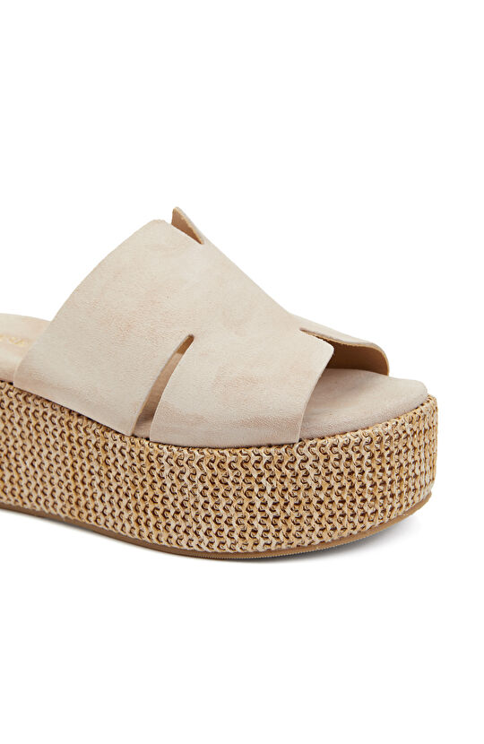 Taş Süet Dolgu Topuk Kadın Terlik