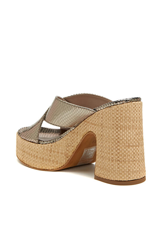 Platin Kadın Deri Terlik