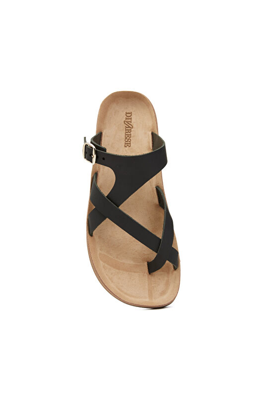 Siyah Kadın Deri Terlik