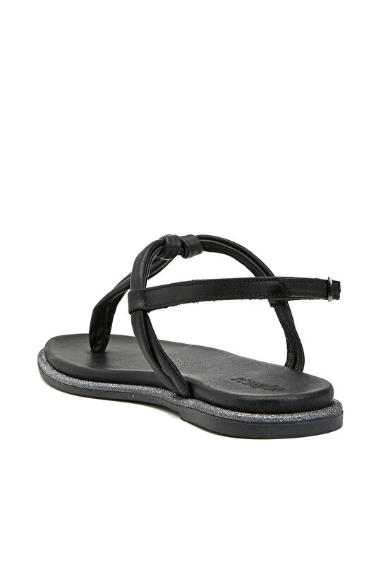 Siyah Kadın Deri Sandalet