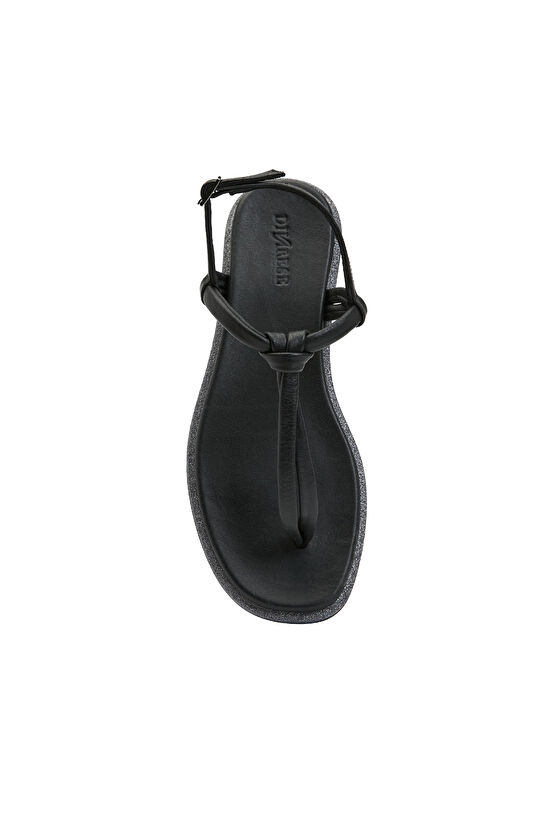 Siyah Kadın Deri Sandalet