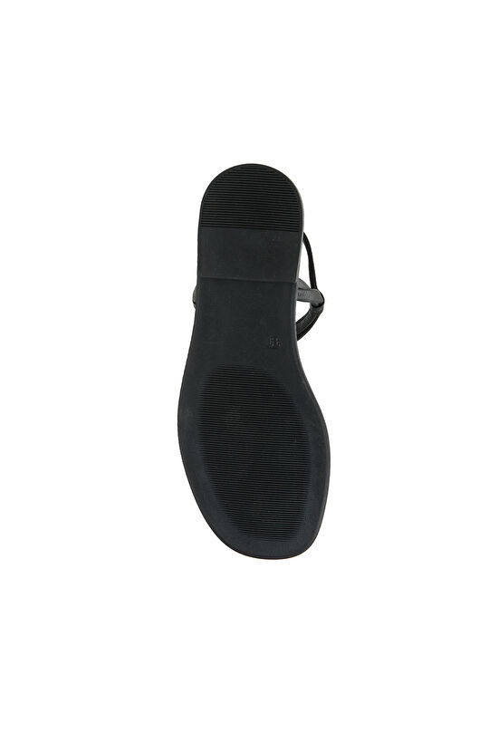 Siyah Kadın Deri Sandalet