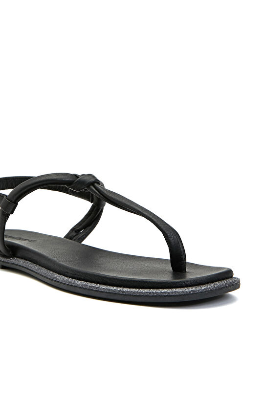 Siyah Kadın Deri Sandalet