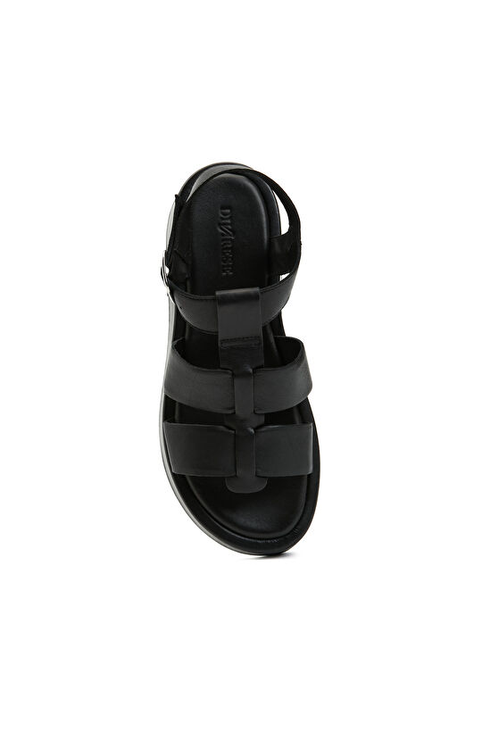 Siyah Kadın Deri Sandalet