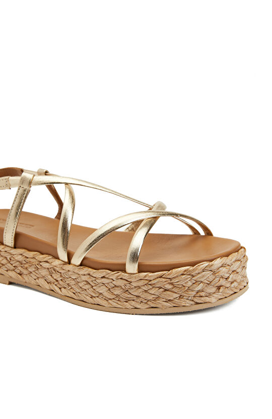 Gold Kadın Deri Sandalet