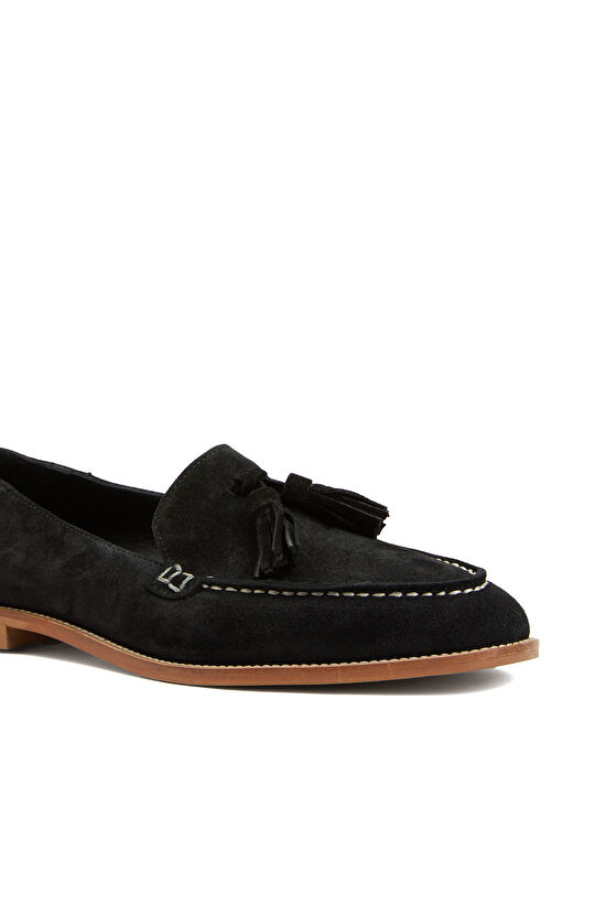 Siyah Kadın Süet Loafer