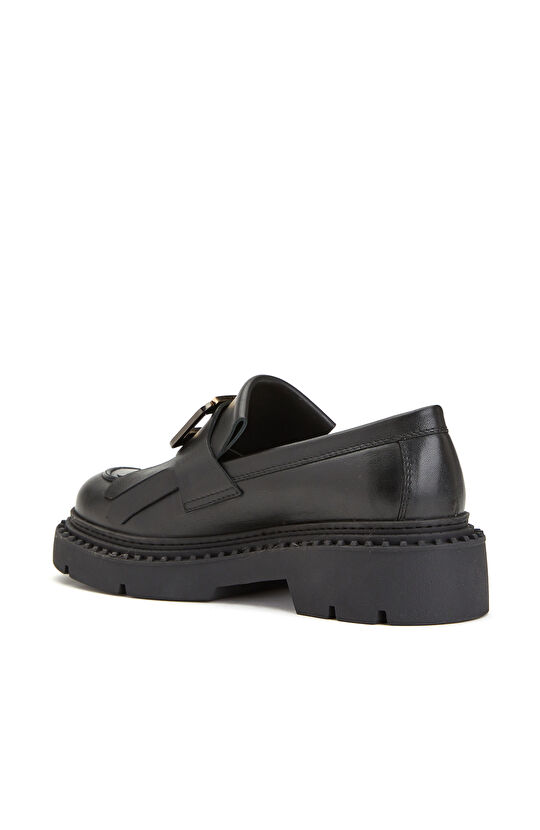 Siyah Kadın Deri Loafer