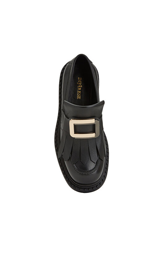 Siyah Kadın Deri Loafer