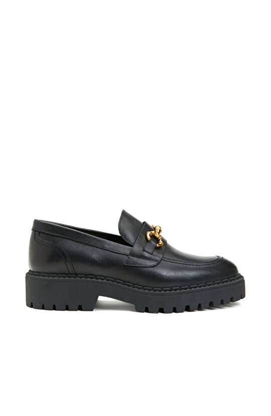 Siyah Kadın Deri Loafer