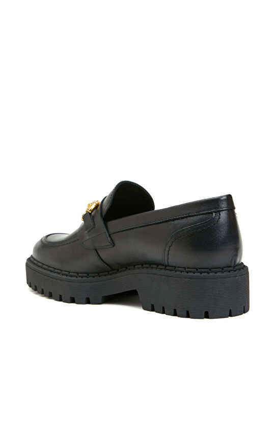 Siyah Kadın Deri Loafer