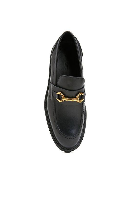 Siyah Kadın Deri Loafer