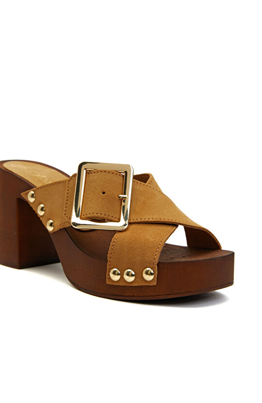 Hardal Kadın Deri Terlik