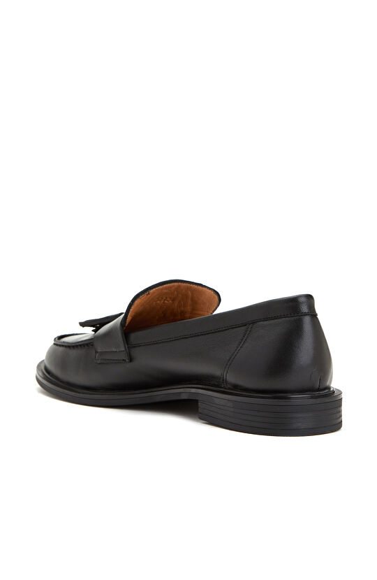 Siyah Kadın Deri Loafer
