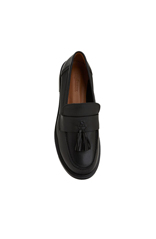 Siyah Kadın Deri Loafer