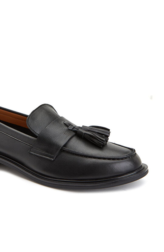 Siyah Kadın Deri Loafer