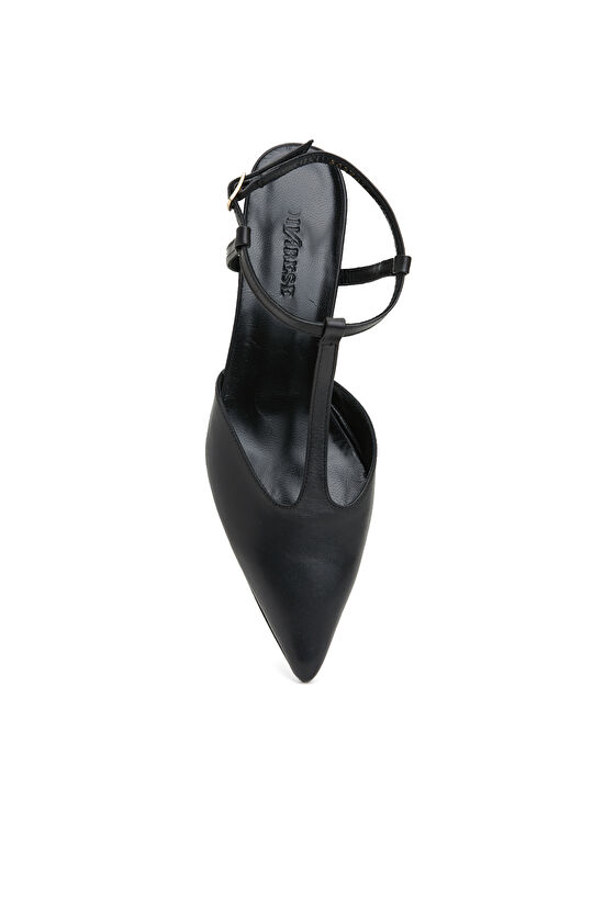 Siyah Deri Kadın Ayakkabı