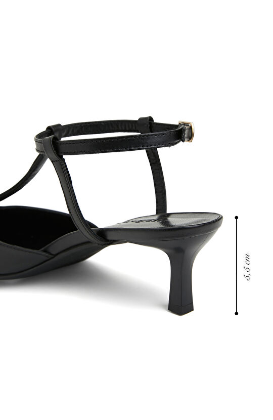 Siyah Deri Kadın Ayakkabı