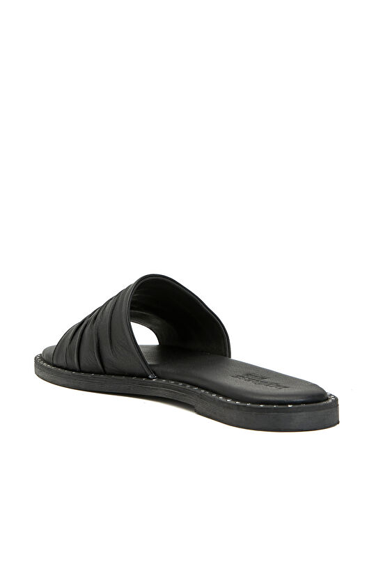 Siyah Kadın Deri Terlik