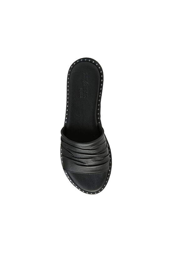 Siyah Kadın Deri Terlik