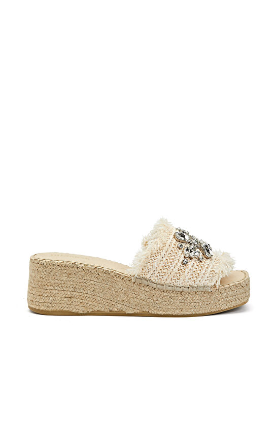 Bej Kadın Hasır Espadril