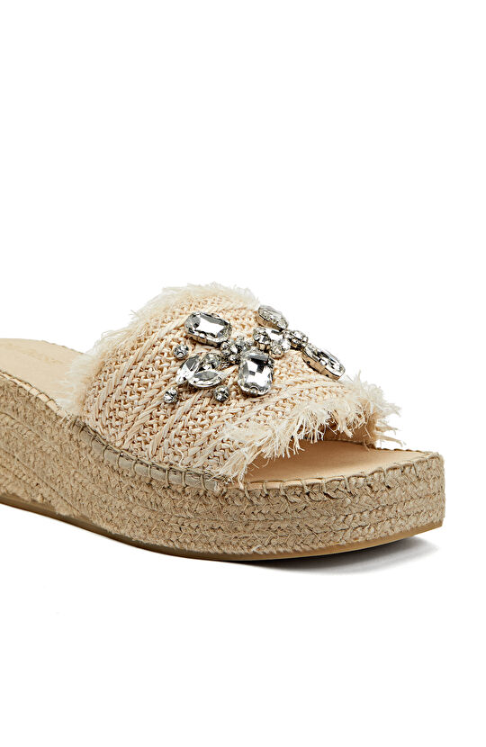 Bej Kadın Hasır Espadril