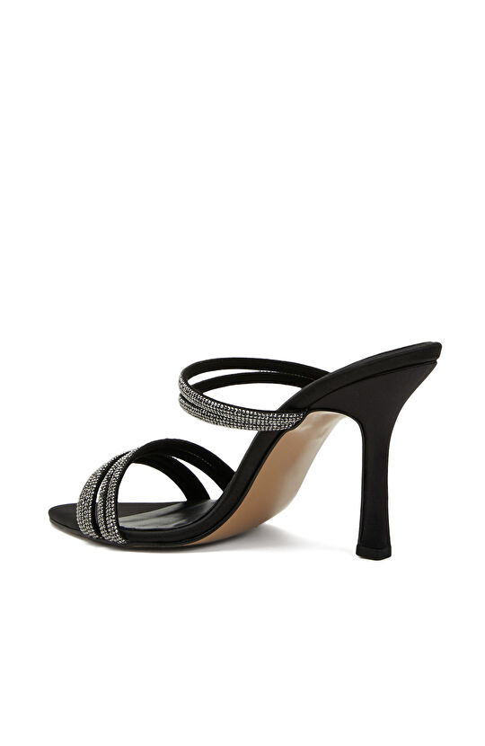 Siyah Kadın Saten Terlik