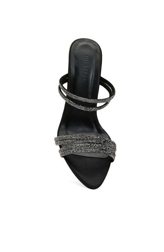 Siyah Kadın Saten Terlik